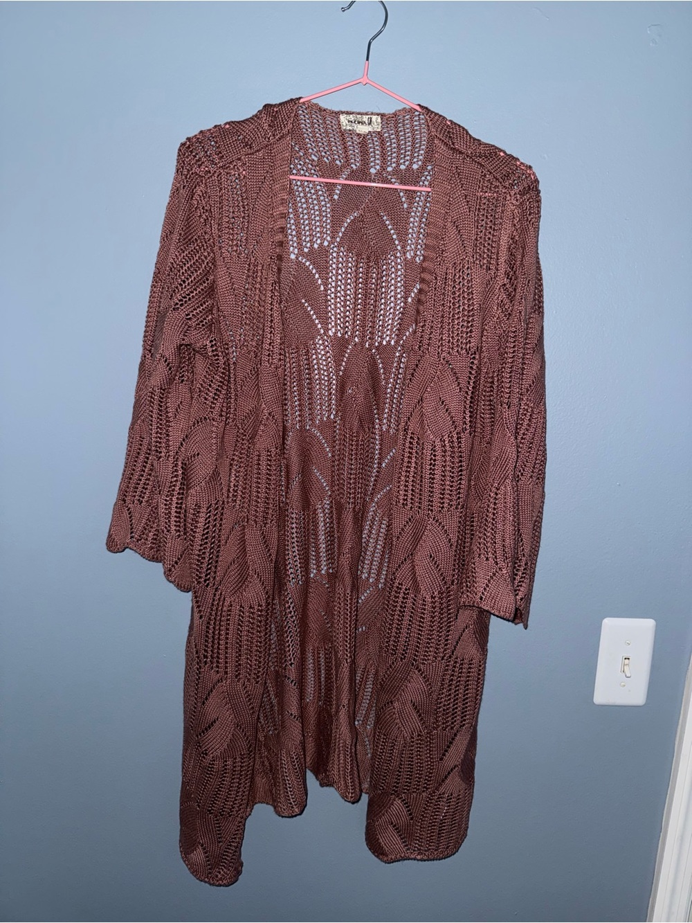 One World  Open-Knit Long Cardigan medium